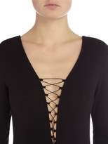 Thumbnail for your product : Bardot Strung Out long sleeve lace up bodysuit