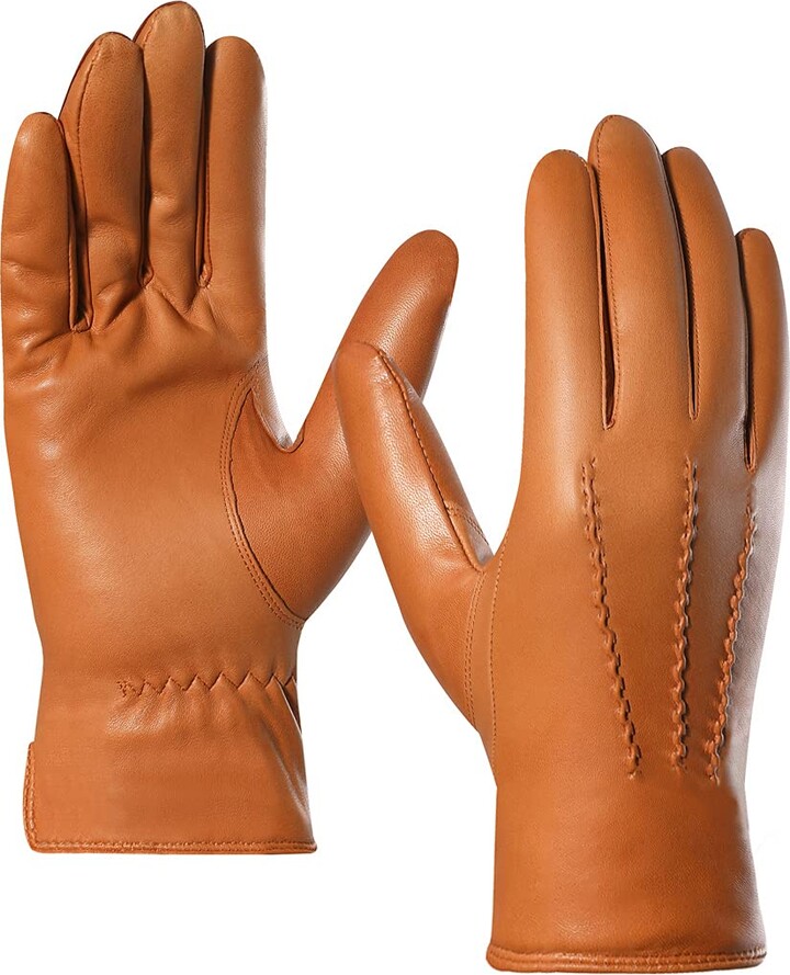 Harssidanzar Mens Italian Sheepskin Leather Gloves Cashmere Lined