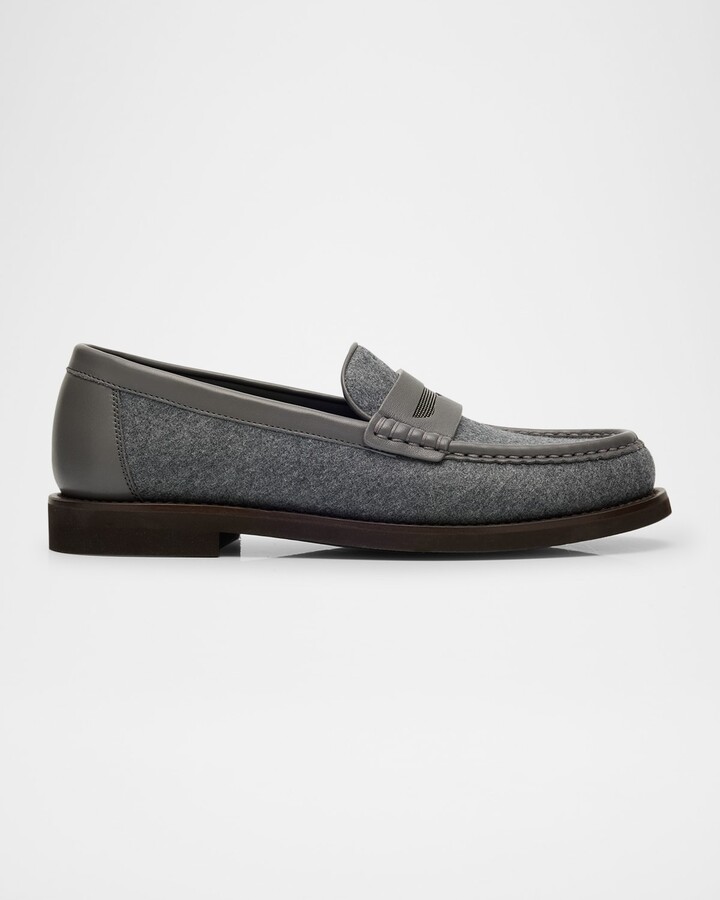 Brunello Cucinelli Felt Monili Penny Loafers
