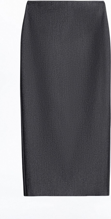 Nocturne Grey Back Slit Tailored Maxi Skirt