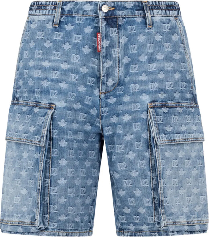 DSQUARED2 Logo-Pattern Cargo Shorts