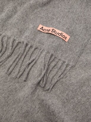 Acne Studios Canada Narrow Fringed Wool Scarf - Grey