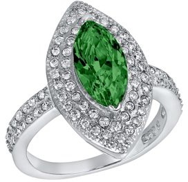 Coastal Jewelry Sterling Silver Emerald Green Marquise Cubic Zirconia Halo Ring