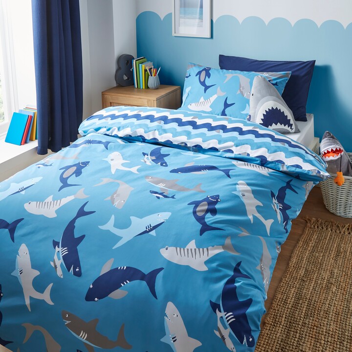 Dunelm Sharks Duvet Cover and Pillowcase Set Blue/Grey ShopStyle