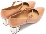 Thumbnail for your product : Ferragamo Ortensia Faceted-heel Mary-jane Leather Pumps - Womens - Beige