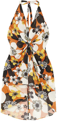 Dodo Bar Or Jeniffer Gathered Floral-print Cotton-voile Halterneck Mini Dress