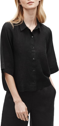 Eileen Fisher Boxy Organic Linen Button-Up Shirt