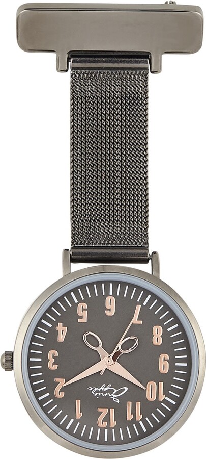 Bermuda Watch Company Annie Apple Rose Gold & Gunmetal Grey Mesh Nurse Fob Watch