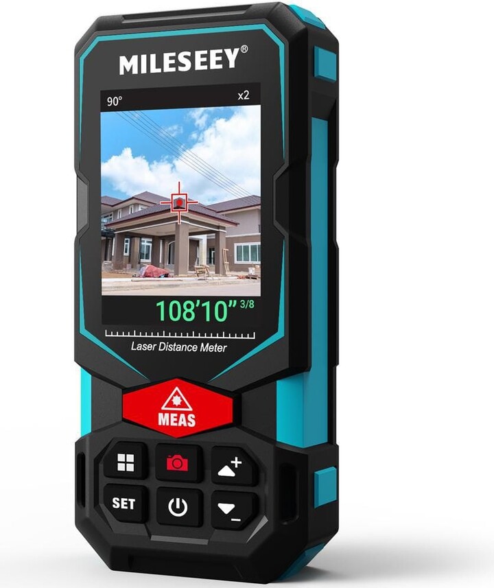 MILESEEY 330 ft. Outdoor Laser Distance Measuring Tool with Camera Viewfinder, P2P Technology, Tilt Sensor, App Connectivity