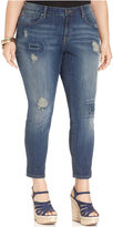 Thumbnail for your product : Jessica Simpson Plus Size Forever Cropped Distressed Jeans, Blueshine Wash