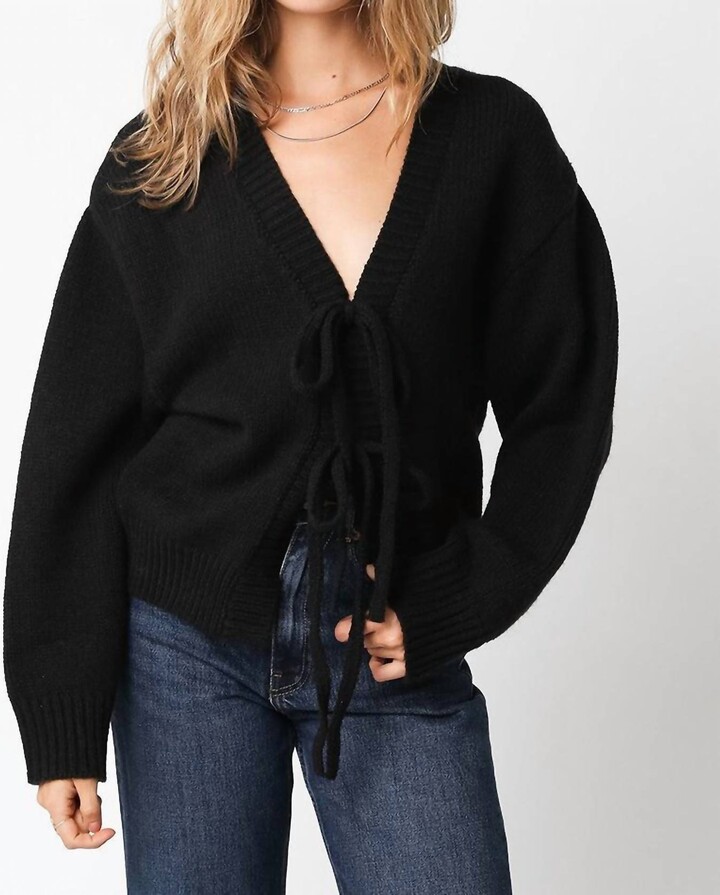 Olivaceous Casey Bow Sweater In Black