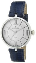 Thumbnail for your product : Peugeot Large Dial Leather Strap Watch - Silver/Blue