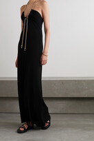 Thumbnail for your product : ZEUS + DIONE Circe Embellished Jersey Halterneck Maxi Dress - Black - FR34