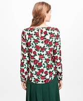 Thumbnail for your product : Brooks Brothers Rose-Print Silk Blouse
