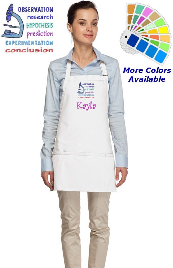 Personalized Science Apron Embroidered Scientific Method Design Teacher Gift