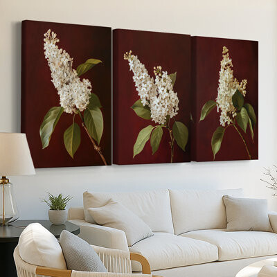 Alcott Hill FLORAL Series CCV -Custom Wrapped Gallery Canvas - 3 Pieces