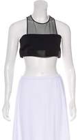 Thumbnail for your product : David Koma Leather-Trimmed Crop Top