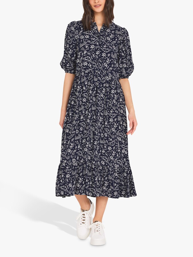 Finery Kyra Conversation Sketch Print Crepe Midi Dress ShopStyle