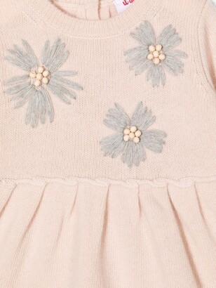 Il Gufo Floral-Appliqué Knitted Dress