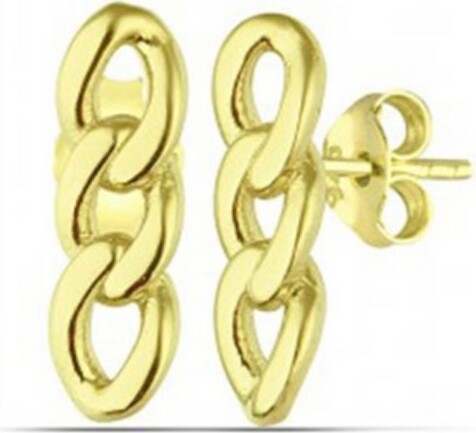 Spero London Gold Three Chain Sterling Silver Stud Earring