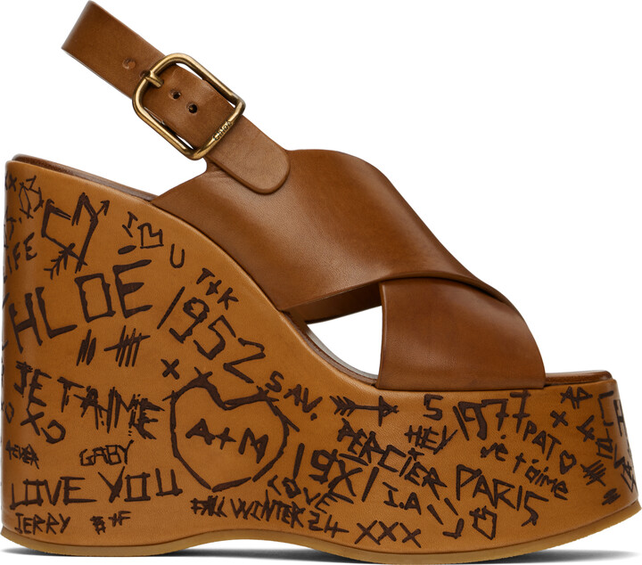 Chloé Brown Maxime Wedge Sandals