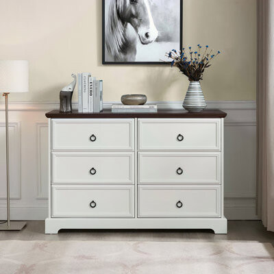 Ophelia & Co. Modern Farmhouse 6-Drawer Chest Of Drawers For Bedroom, Wooden Bedroom Drawer Dresser With 6 Storage Drawers,6 Drawer Dresser Chests For Bedroom