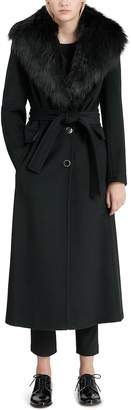Calvin Klein Faux Fur Trim Wrap Coat