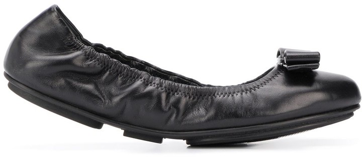 black shoes with bow on front