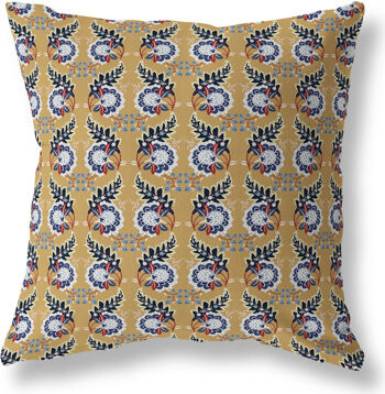 AmritaSen Botanical Bouquet Floral Indoor/Outdoor Reversible Throw Pillow