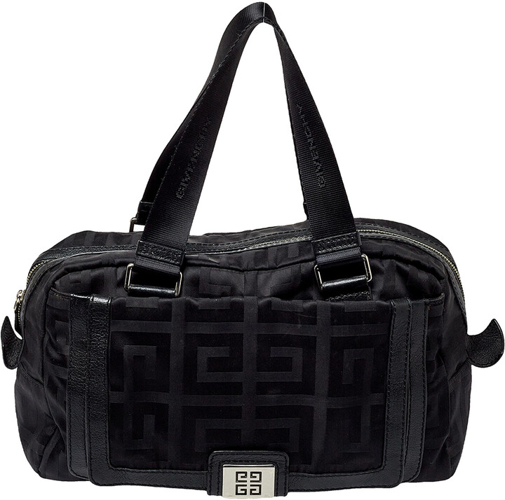 Givenchy Black Leather And Signature Canvas Duffel Bag ShopStyle
