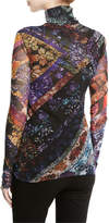 Thumbnail for your product : Fuzzi Floral Embroidered Tulle Turtleneck Top
