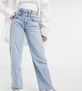 Reclaimed Vintage Inspired 90s dad jeans with double waistband in blue
