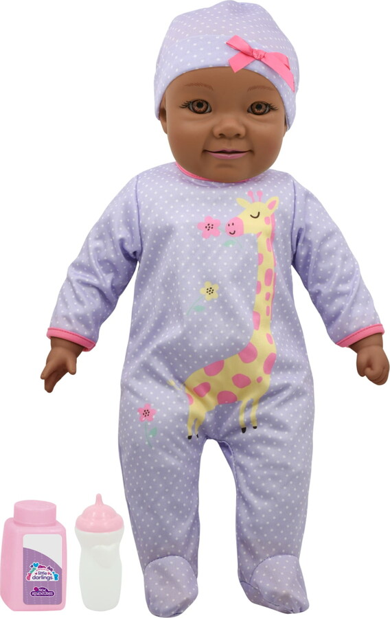 Little Darlings 19" Cuddle Baby AA - Purple Giraffe - Makes 6 Different Baby Sounds, Includes Bottle & Powder Bottle