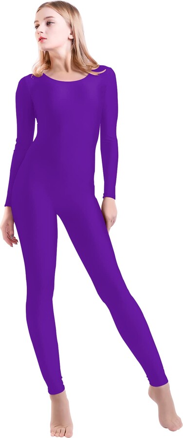 Kepblom Women's Long Sleeve Scoop Neck Unitard Spandex Bodysuit for ...