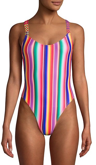 rainbow stripe swimsuit