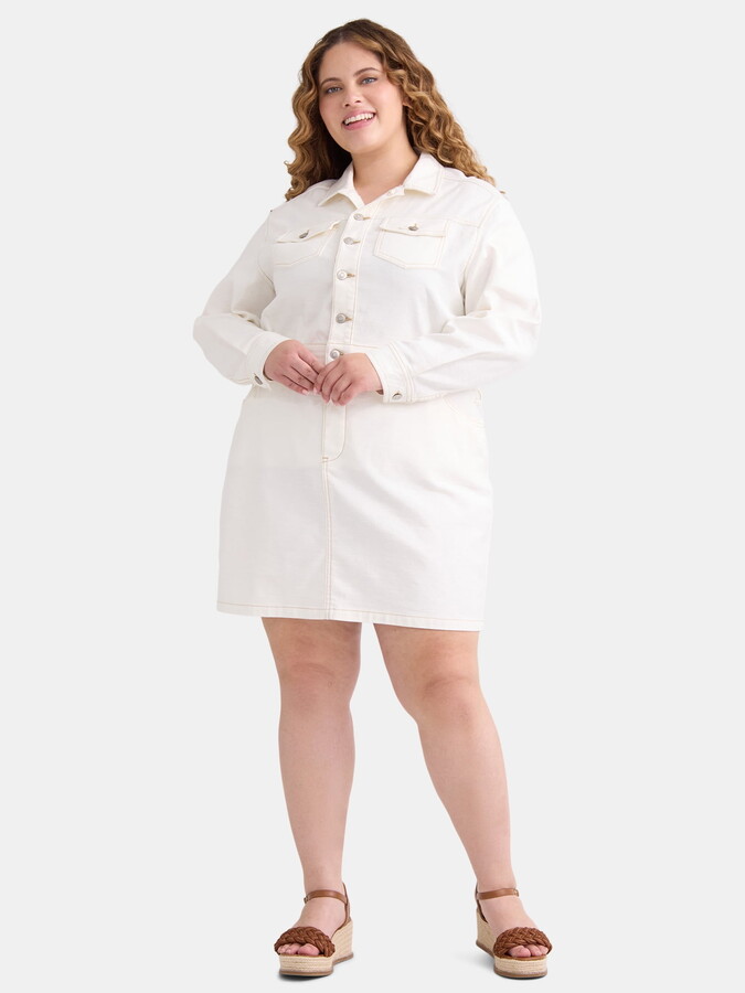 Terra & Sky Women’s Plus Size Mini Utility Dress, Sizes 0X-5X