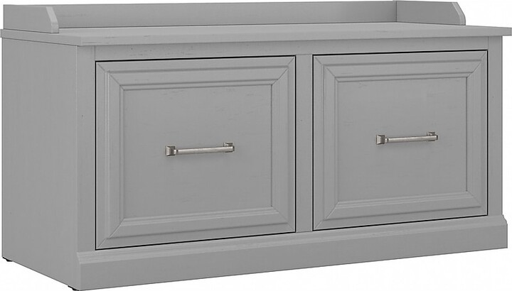 Bush Furniture Woodland 40W Shoe Storage Bench with Doors, Cape Cod Gray (WDS140CG-03)