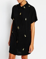 Thumbnail for your product : Lazy Oaf Oversized Longline Short Sleeved Shirt In Pineapple Print