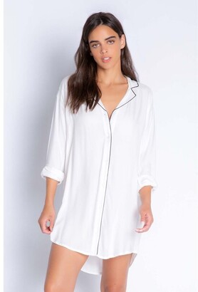 PJ Salvage Fresh For Friday Solid Night Shirt, Ivory Small