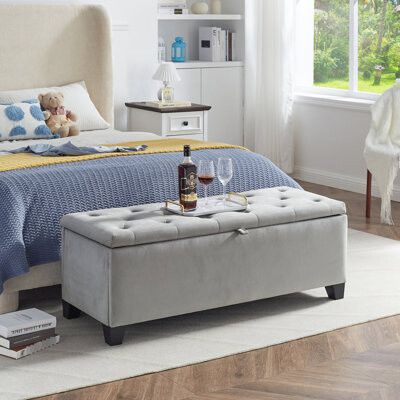 And Beige Storage Bench - Fits Different Items Nicely 17.5"x17"x48 Fabric With Abundant Room For , Shoes, Books 17.62in X 17.22in 47.01in