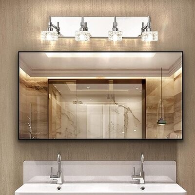 Not Including Bulb Linour 4 Lights Bathroom Vanity Light Fixture Over Mirror Clear Lampshade Crystal Chrome LED Wall Light Can Rotate Lamp Holder Wall Lamps Modern Bathroom Light Fixtures