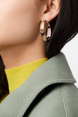 Alison Lou Heart 14-karat Gold And Enamel Hoop Earrings