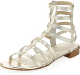 Thumbnail for your product : Stuart Weitzman Caesar Metallic Leather Gladiator Sandal, Cava