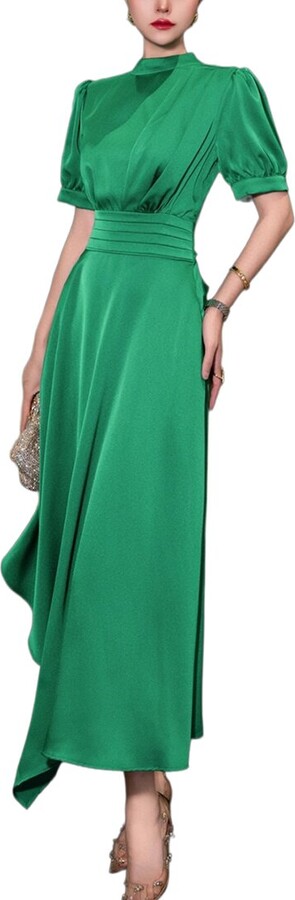 BURRYCO Green Solid Midi Dress