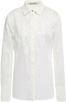 Thumbnail for your product : Roberto Cavalli Lattice-trimmed Embroidered Woven Cotton Shirt