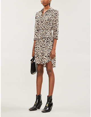 L'Agence Stella leopard-print silk-crepe mini dress