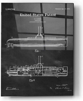17 Stories Submarine Blueprint Patent Chalkboard - Unframed Graphic Art