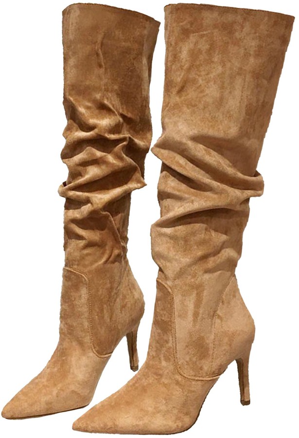 camel knee high boots