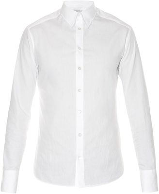 Alexander McQueen Raw-edge single-cuff cotton-poplin shirt