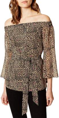 Karen Millen Off Shoulder Leopard Print Top - Leopard